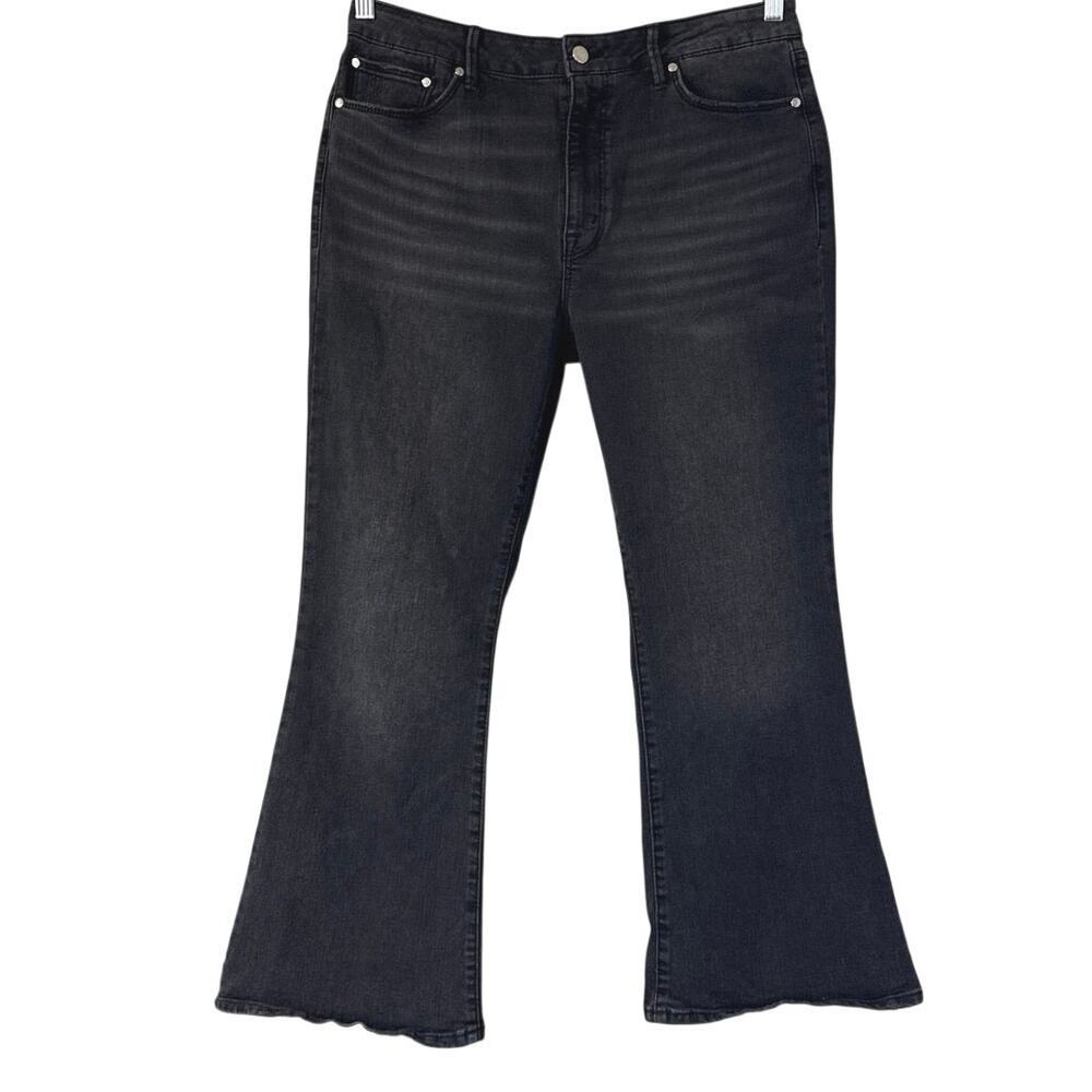 Rebecca Minkoff Jeans Womens 10P Washed Black Denim Flared Distressed Hem *EUC